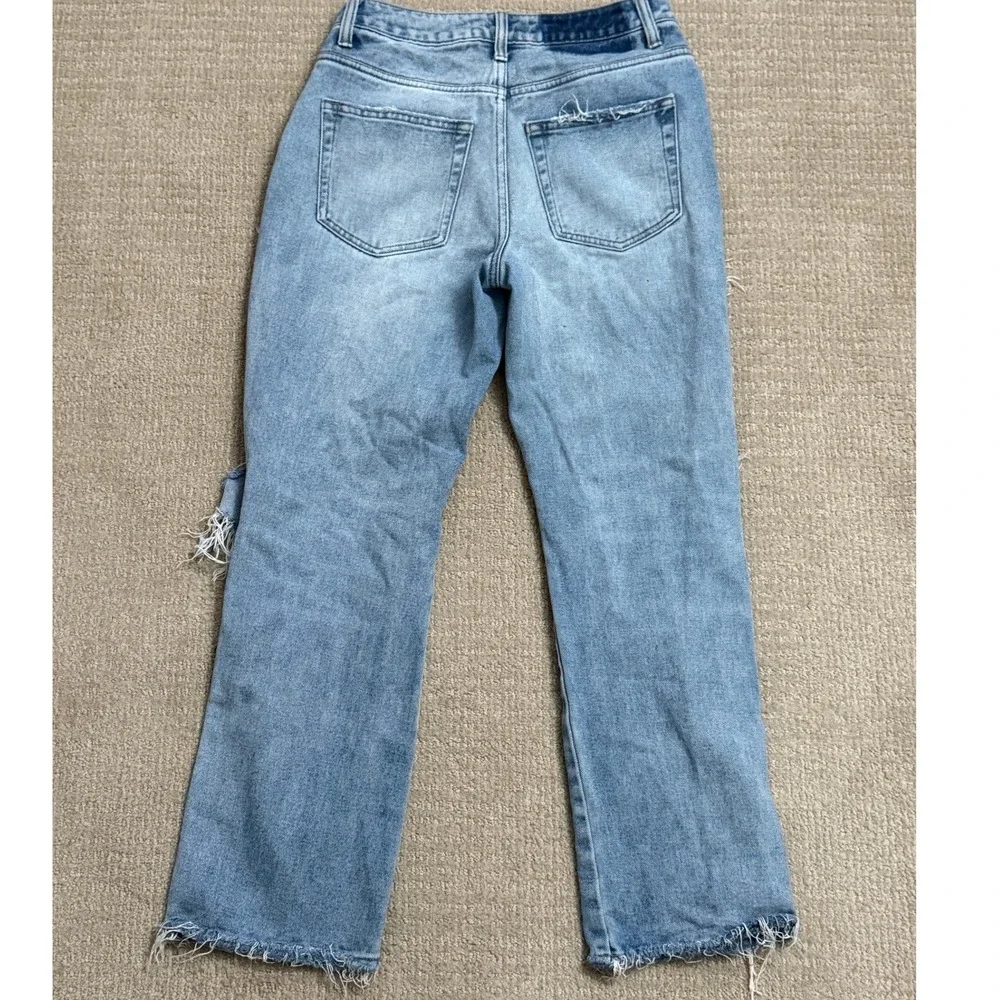 Flying Monkey‎ Distressed Ripped Jeans Ultra High Rise Straight Leg Size 26 - Picture 2 of 3